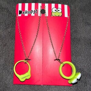 🆕 Sanrio Keroppi Figural Mushroom & Strawberry Charm Necklace Best Friend